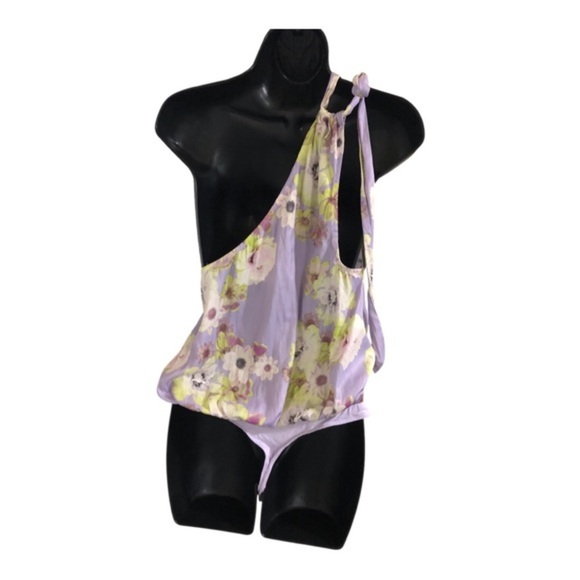 FREE PEOPLE Intimately free Soft Flutter one shoulder neck tie halter Bodysuit - Picture 7 of 8